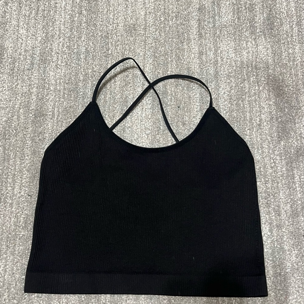 Colsie Black Strappy Crop Top